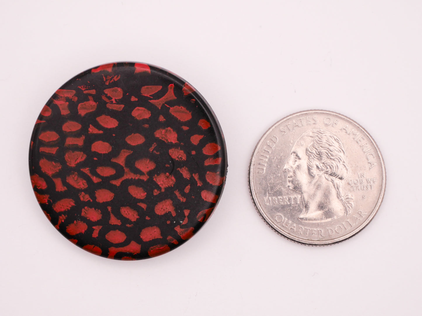 Organic Abstract Red Black Large Vintage Plastic Pair of Buttons 34mm