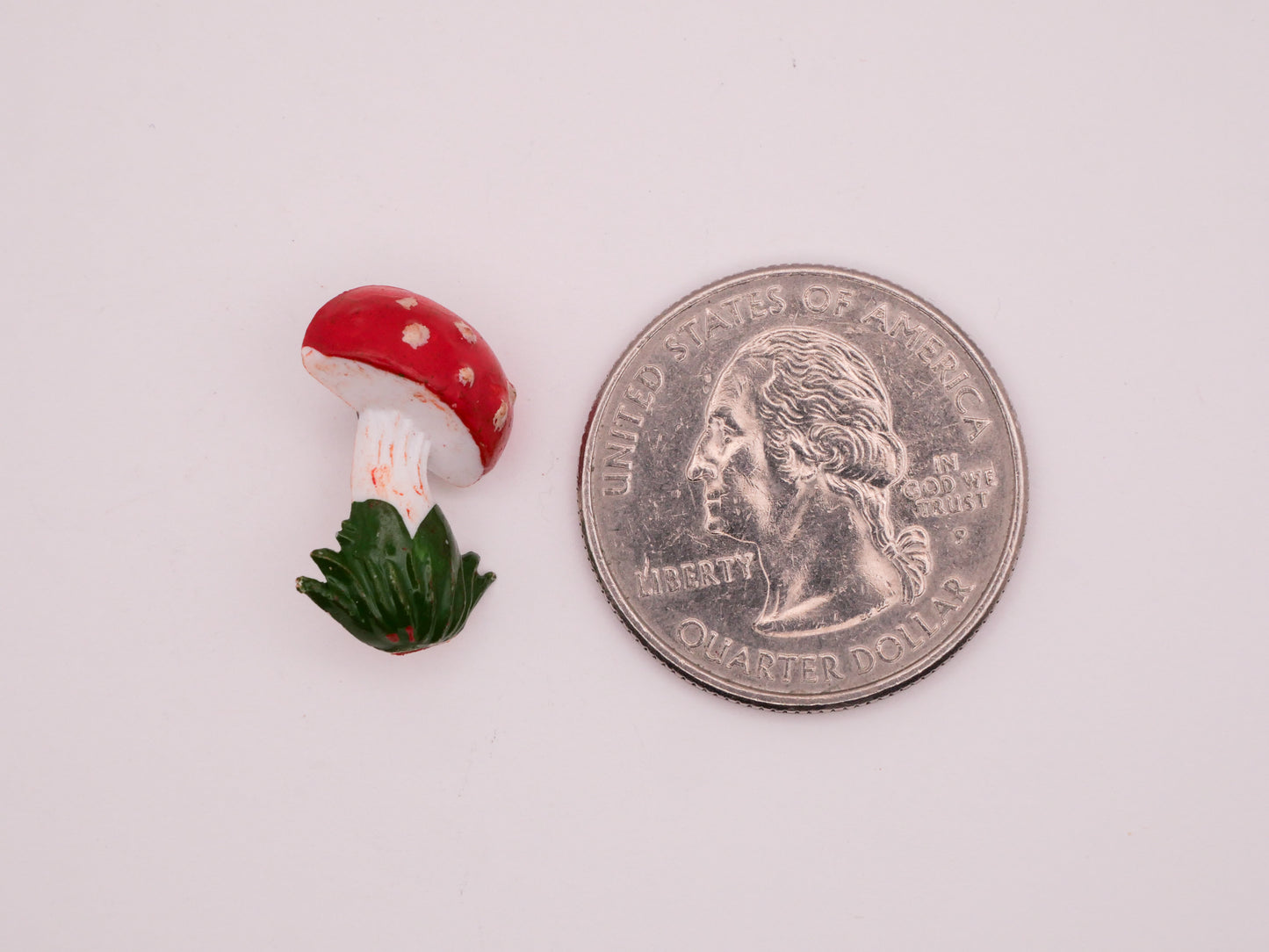 Mushroom Red Spotted Hand-Painted Vintage Plastic Button 13x19mm