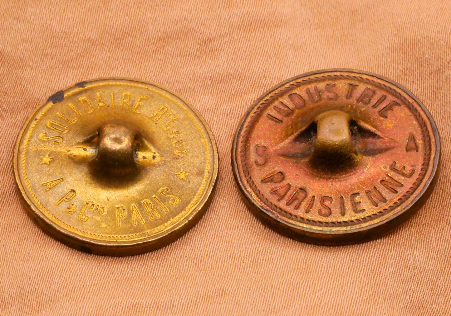 Lotus Fungi Pattern Brass Tinted Metal Paris Backmark Button Various 22-23mm