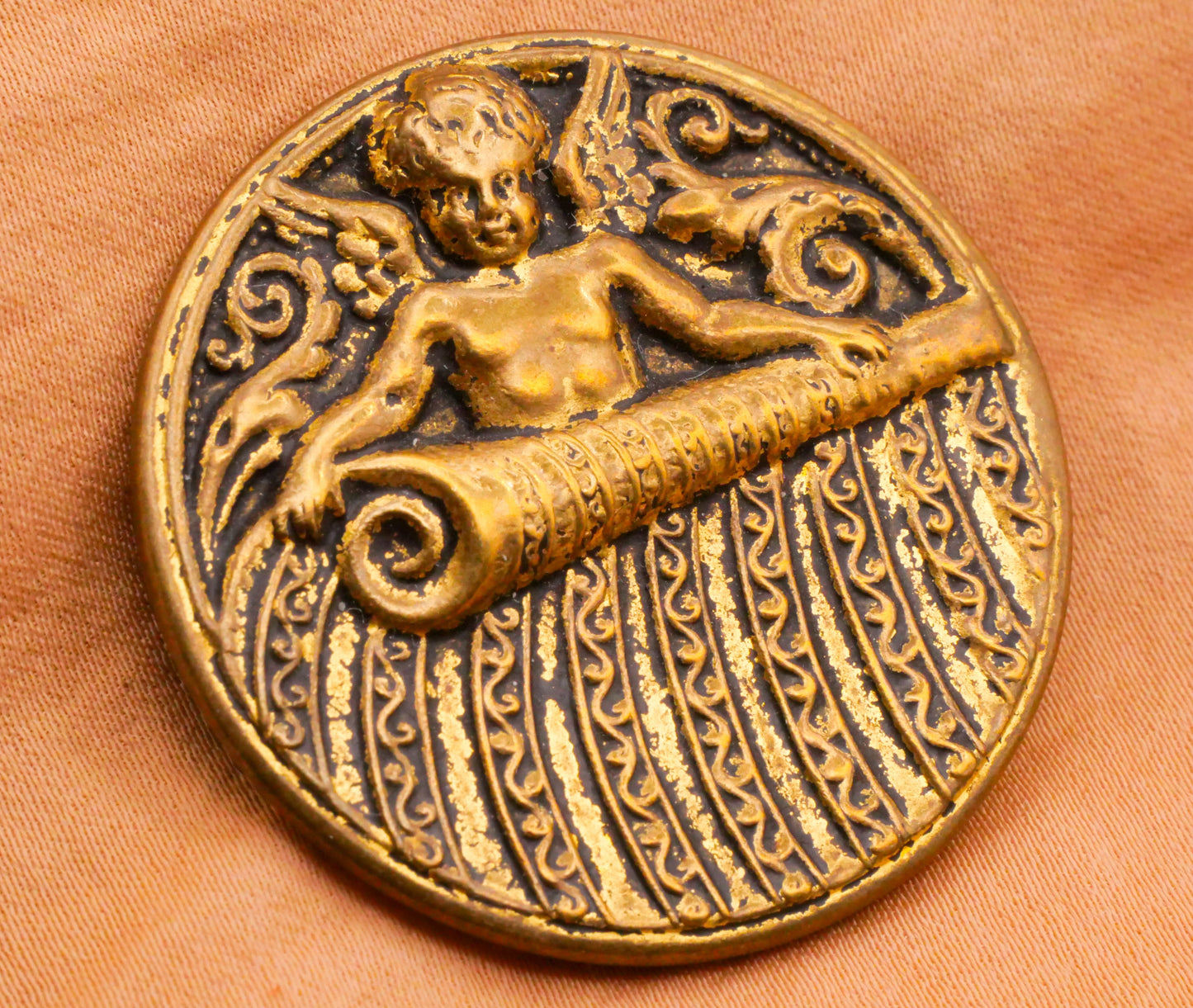 Cherub Cupid Putti Lion Victorian Large Tinted Metal Button Various 36-38mm
