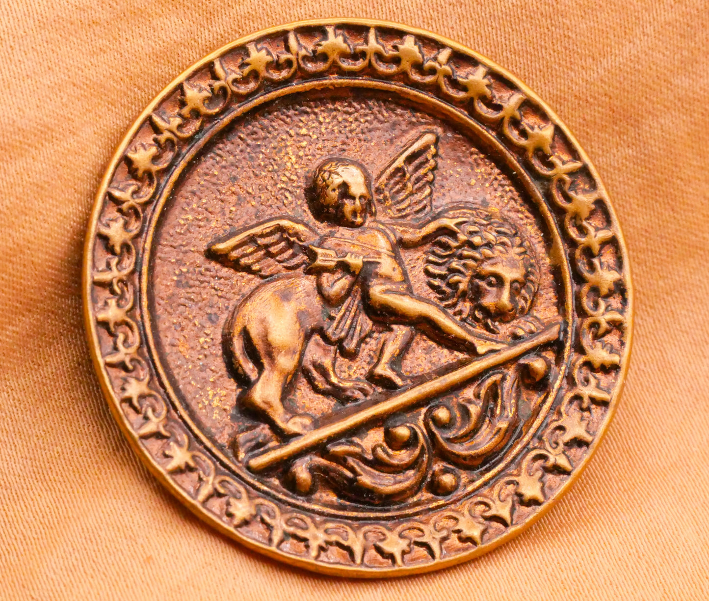 Cherub Cupid Putti Lion Victorian Large Tinted Metal Button Various 36-38mm