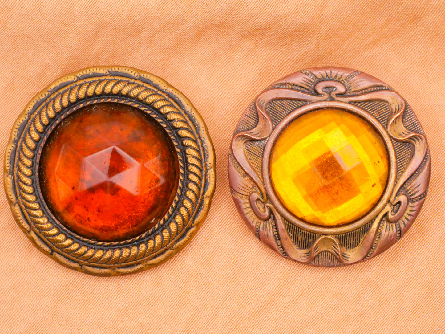 Victorian Jewel Gay 90s Art Nouveau Large Glass Metal Button Various 36-38mm