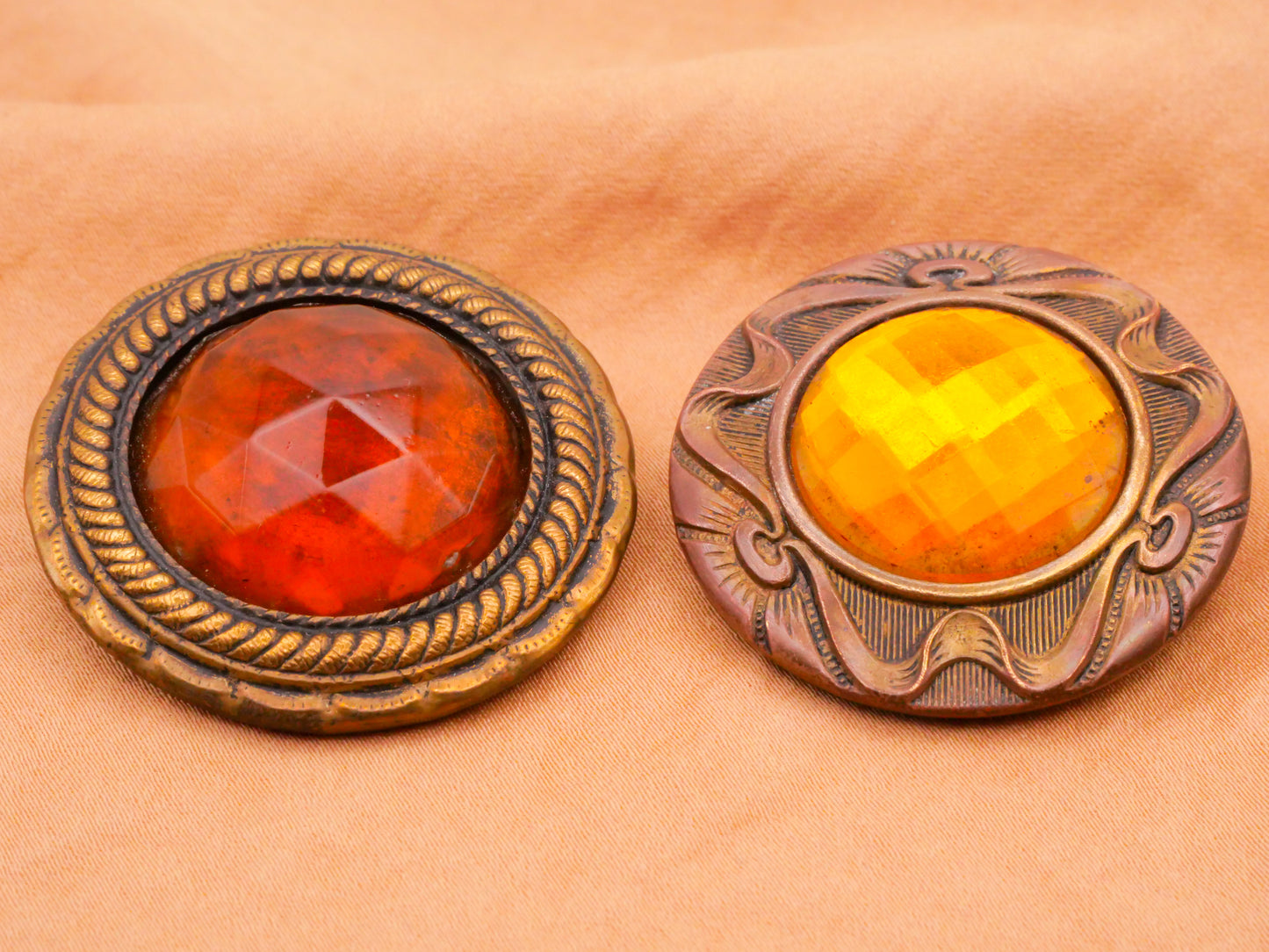 Victorian Jewel Gay 90s Art Nouveau Large Glass Metal Button Various 36-38mm