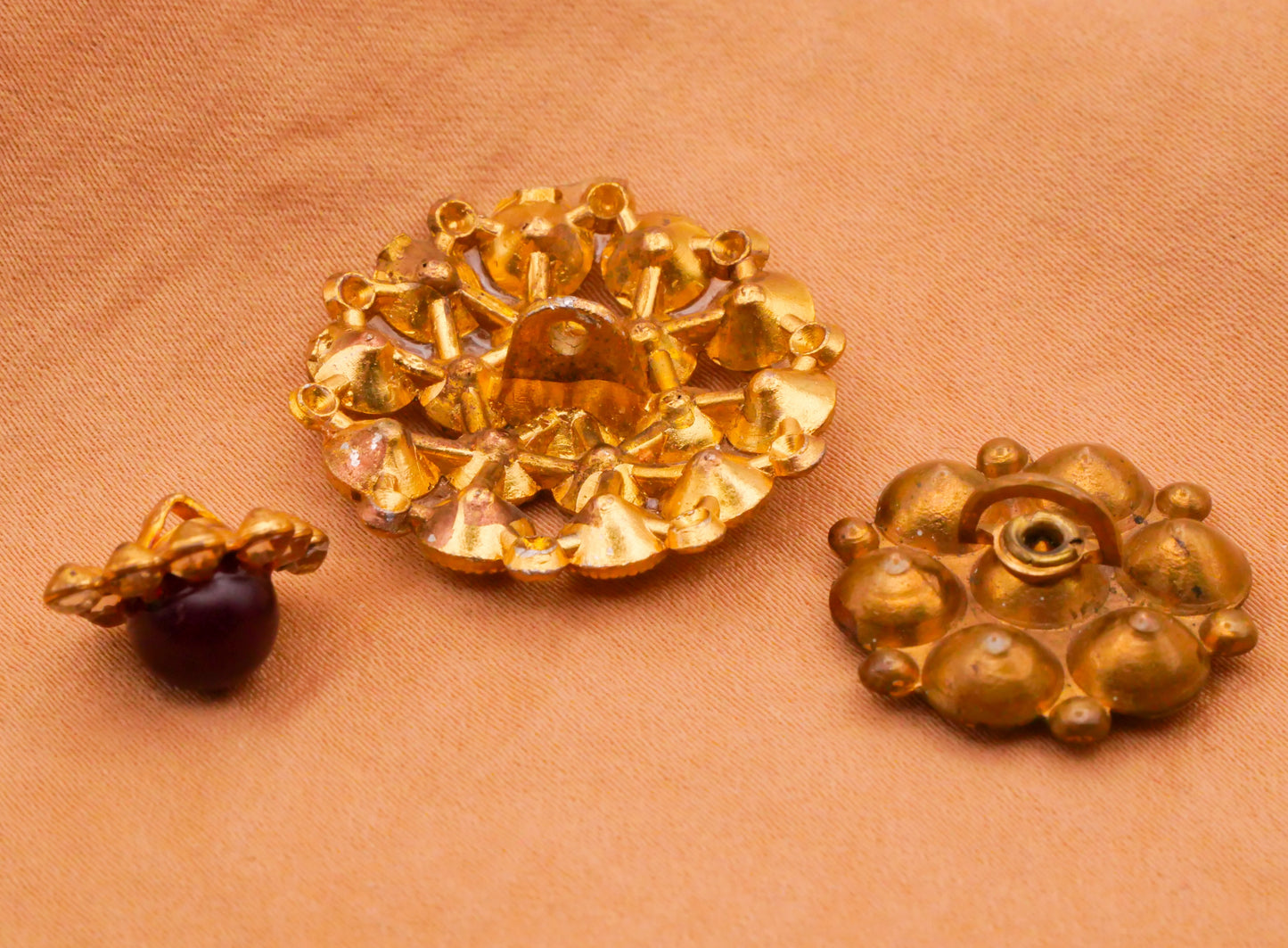 Rhinestone Vintage Glass Gold Metal Button Various 11-26mm