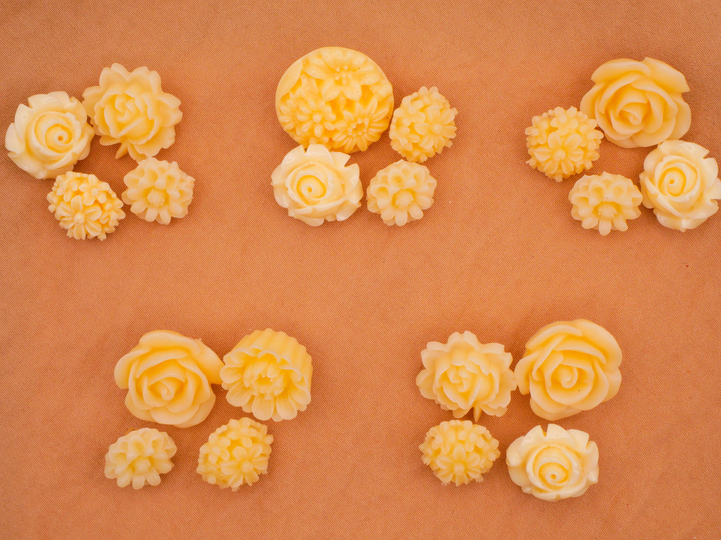 Ivory Look Resin Flowers Set of Four Buttons Various 13-20mm