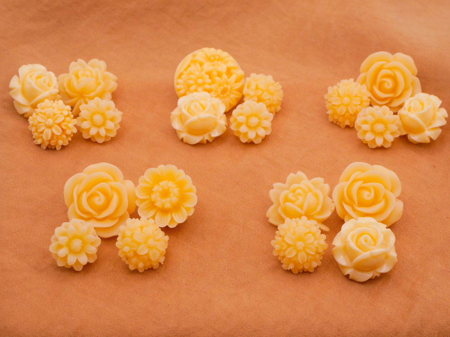 Ivory Look Resin Flowers Set of Four Buttons Various 13-20mm