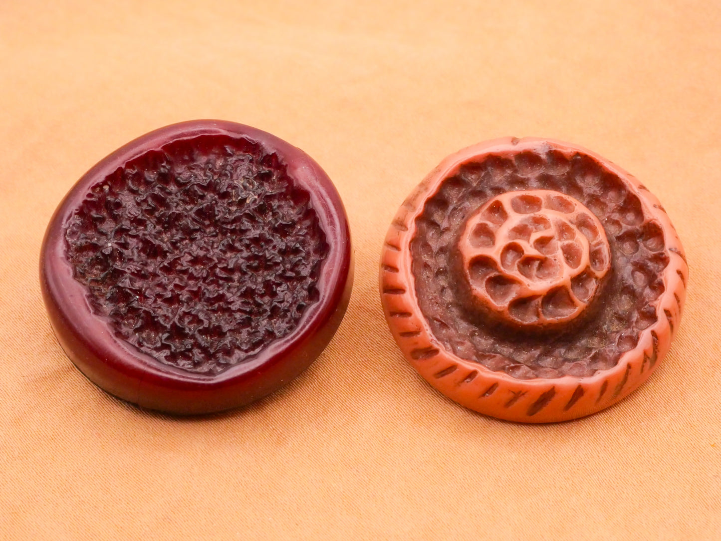 Textured Burgundy Rose Vintage Plastic Button Various 33-34mm