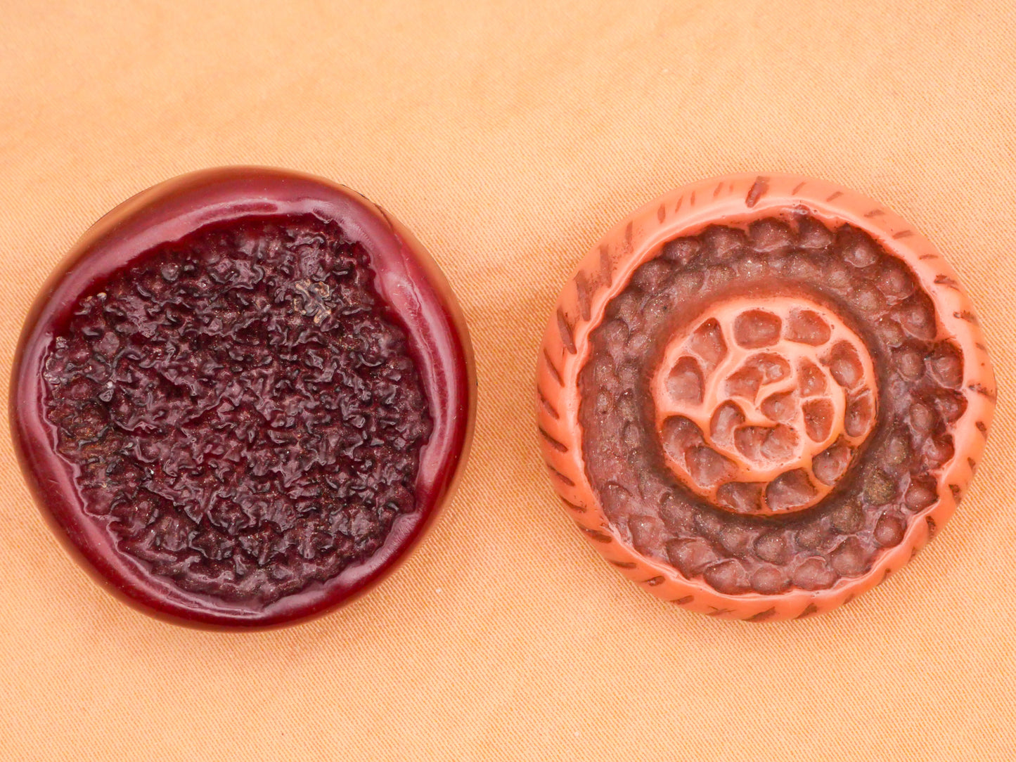 Textured Burgundy Rose Vintage Plastic Button Various 33-34mm