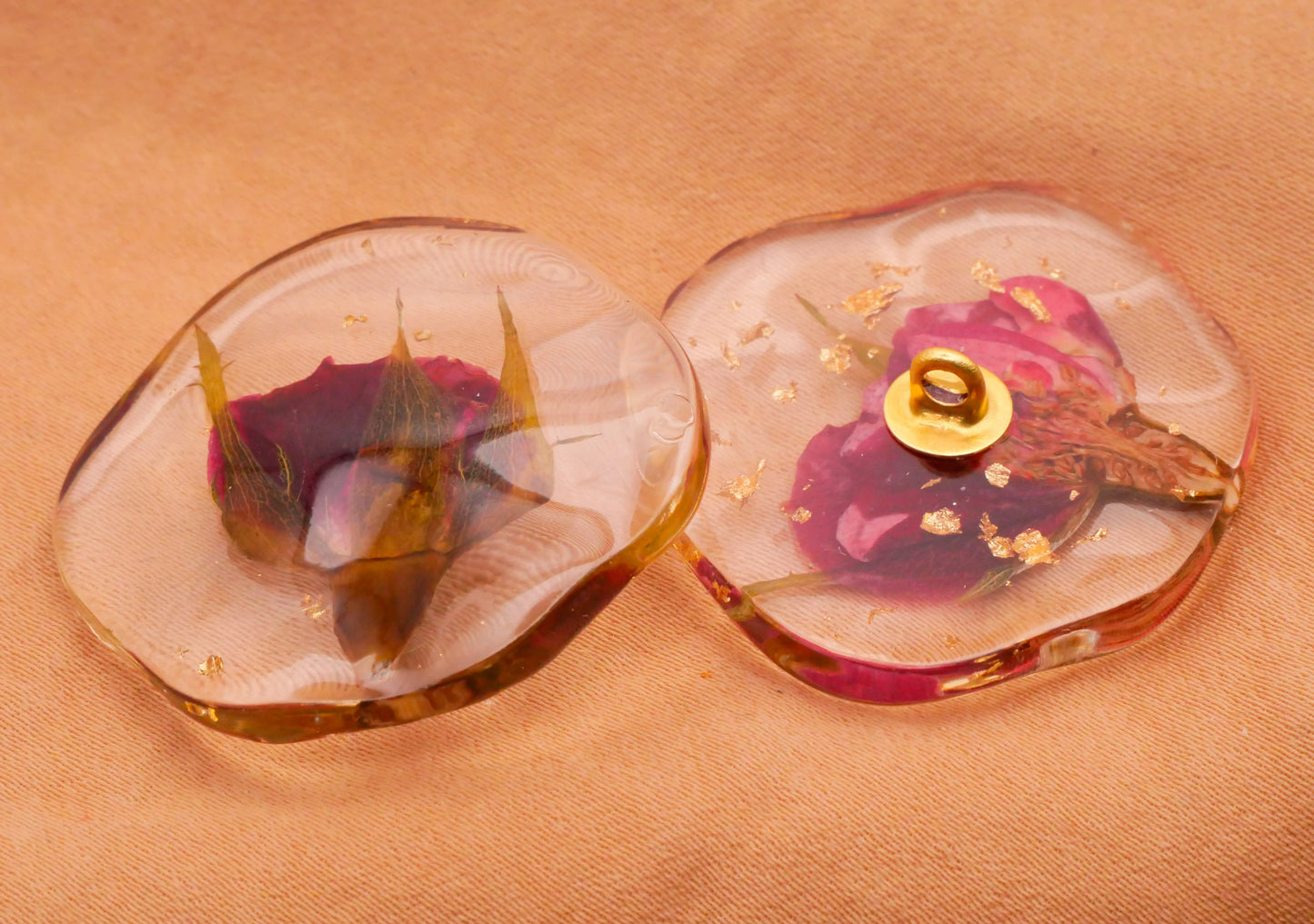 Rose Bud Habitat Like Real Flower Plastic Button 30mm