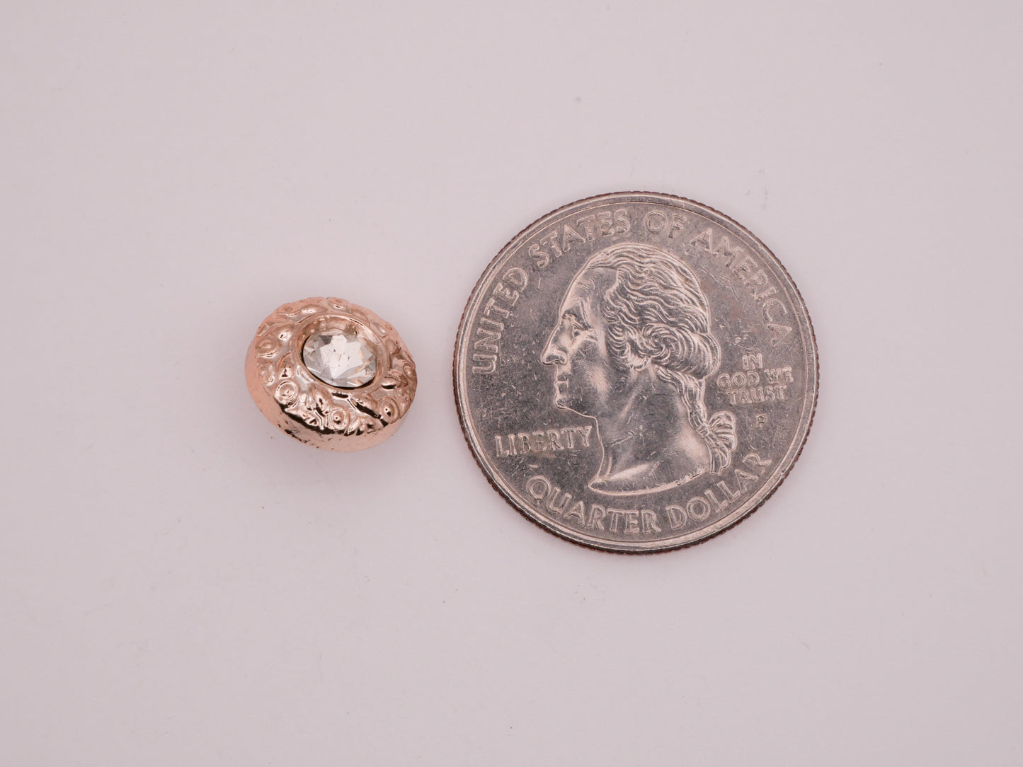 Champagne Gold Rhinestone Plastic Set of Five Buttons 11mm