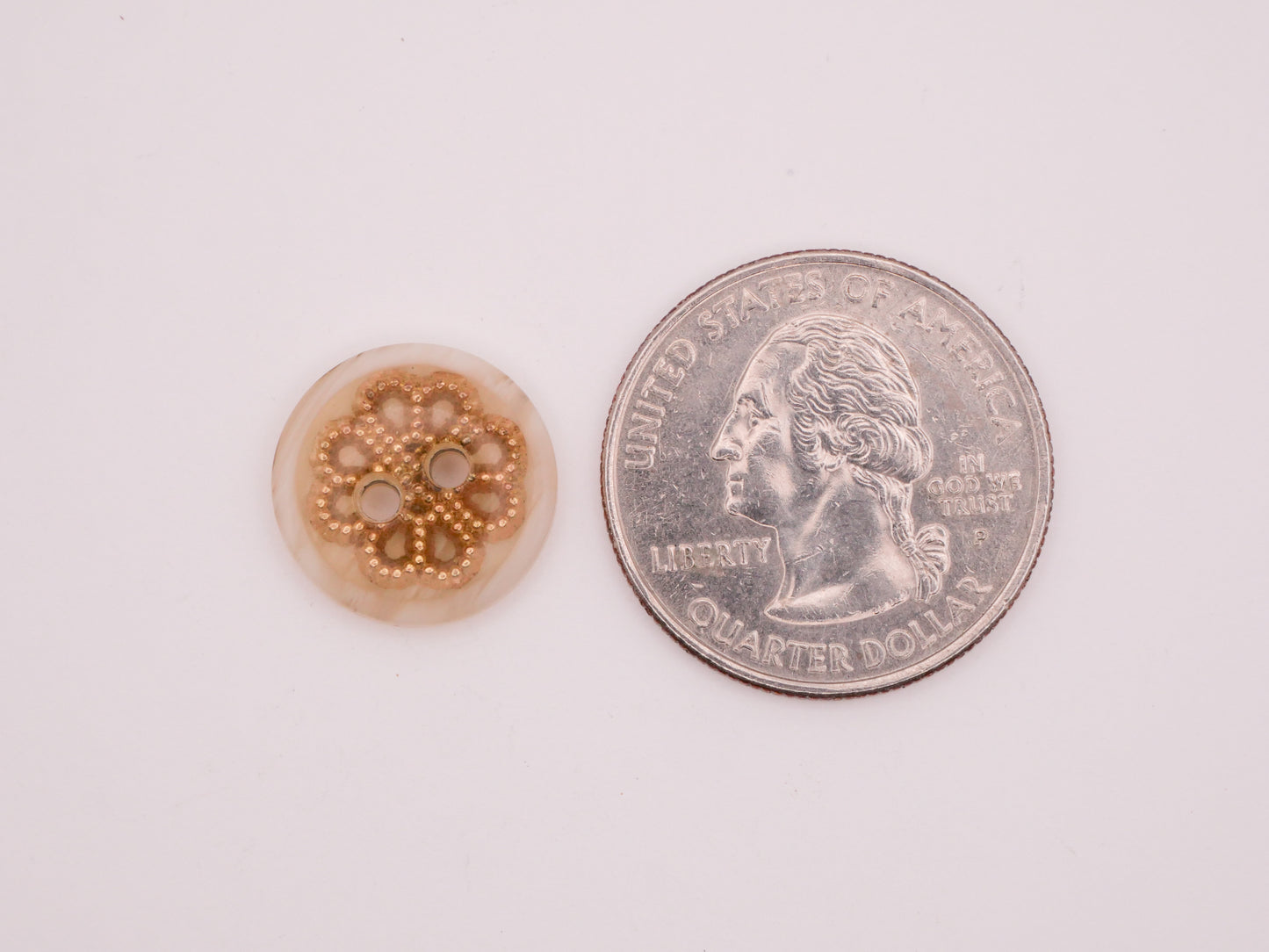 Clover Shamrock Metal Design in Plastic Vintage Set of Three Buttons 15mm