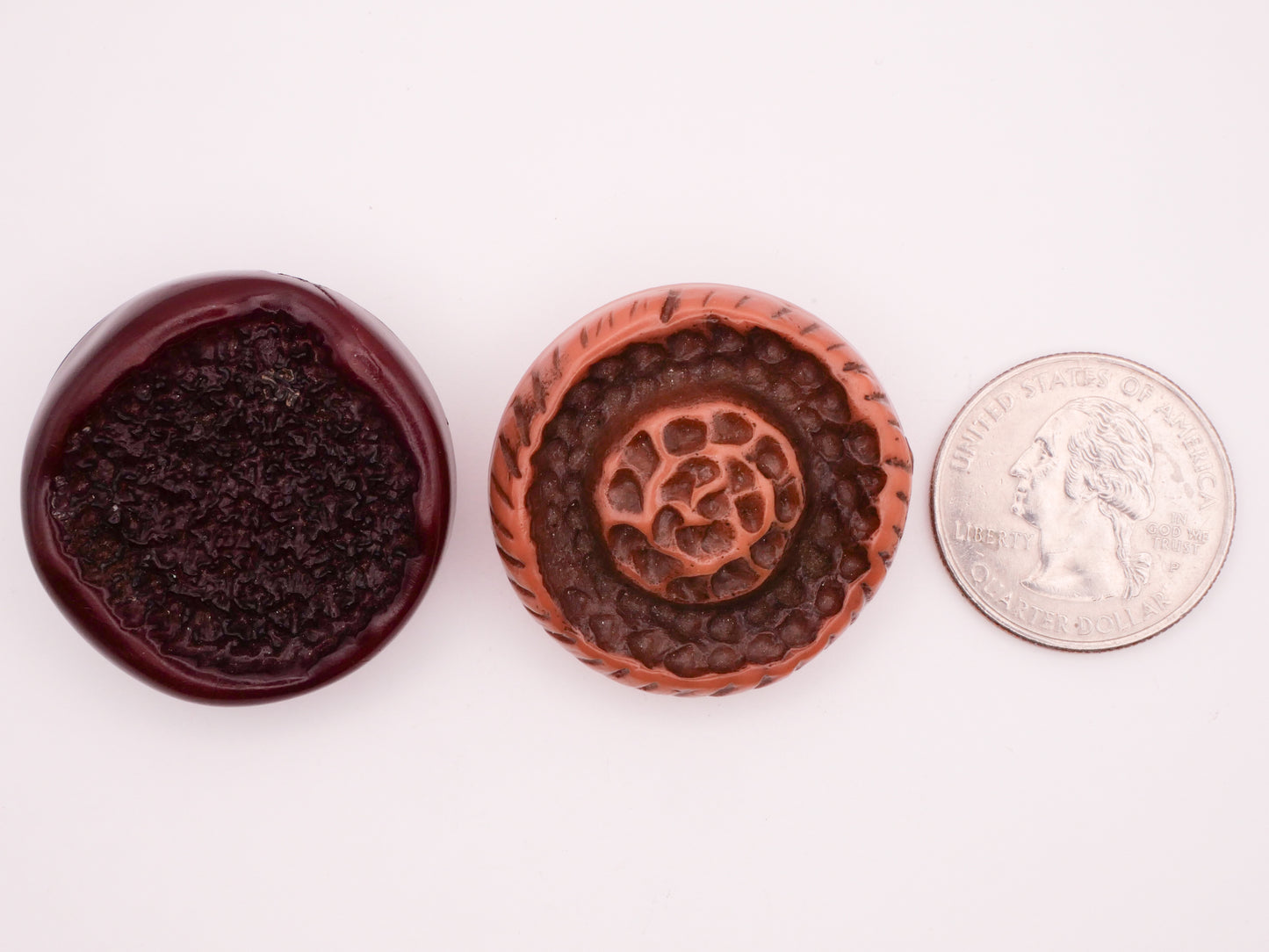Textured Burgundy Rose Vintage Plastic Button Various 33-34mm