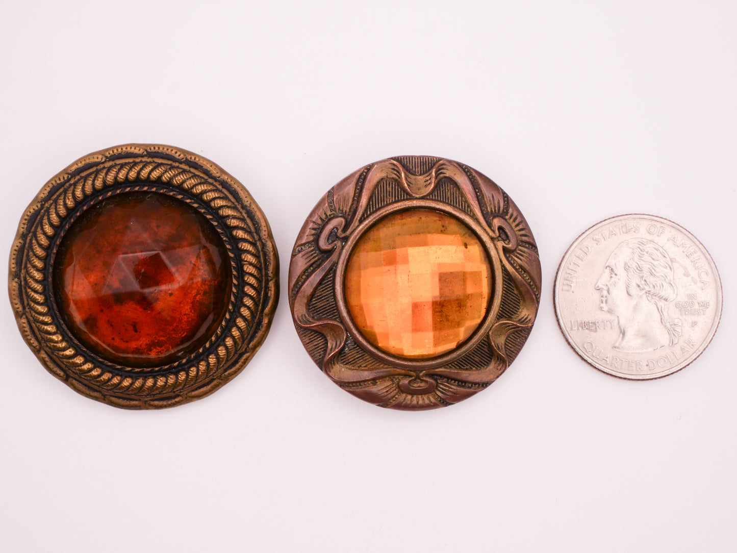 Victorian Jewel Gay 90s Art Nouveau Large Glass Metal Button Various 36-38mm