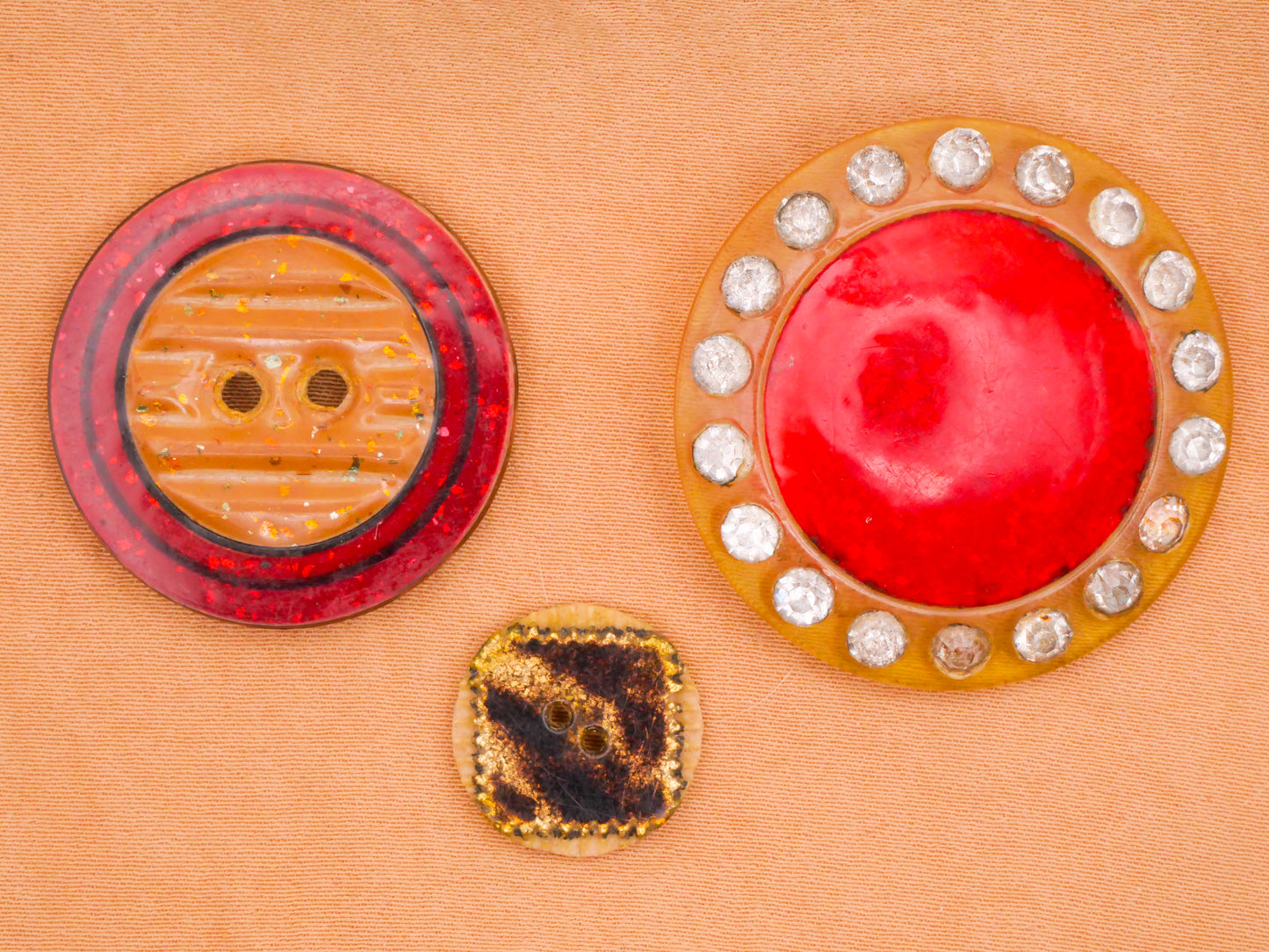 Glitter Rhinestone Celluloid Casein Early Plastic Button Various 15-33mm