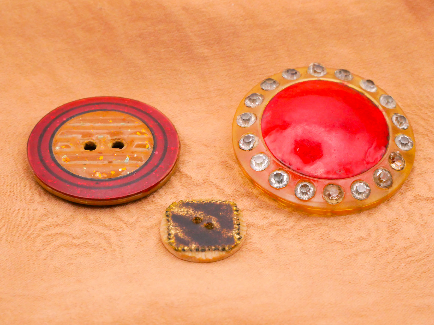 Glitter Rhinestone Celluloid Casein Early Plastic Button Various 15-33mm