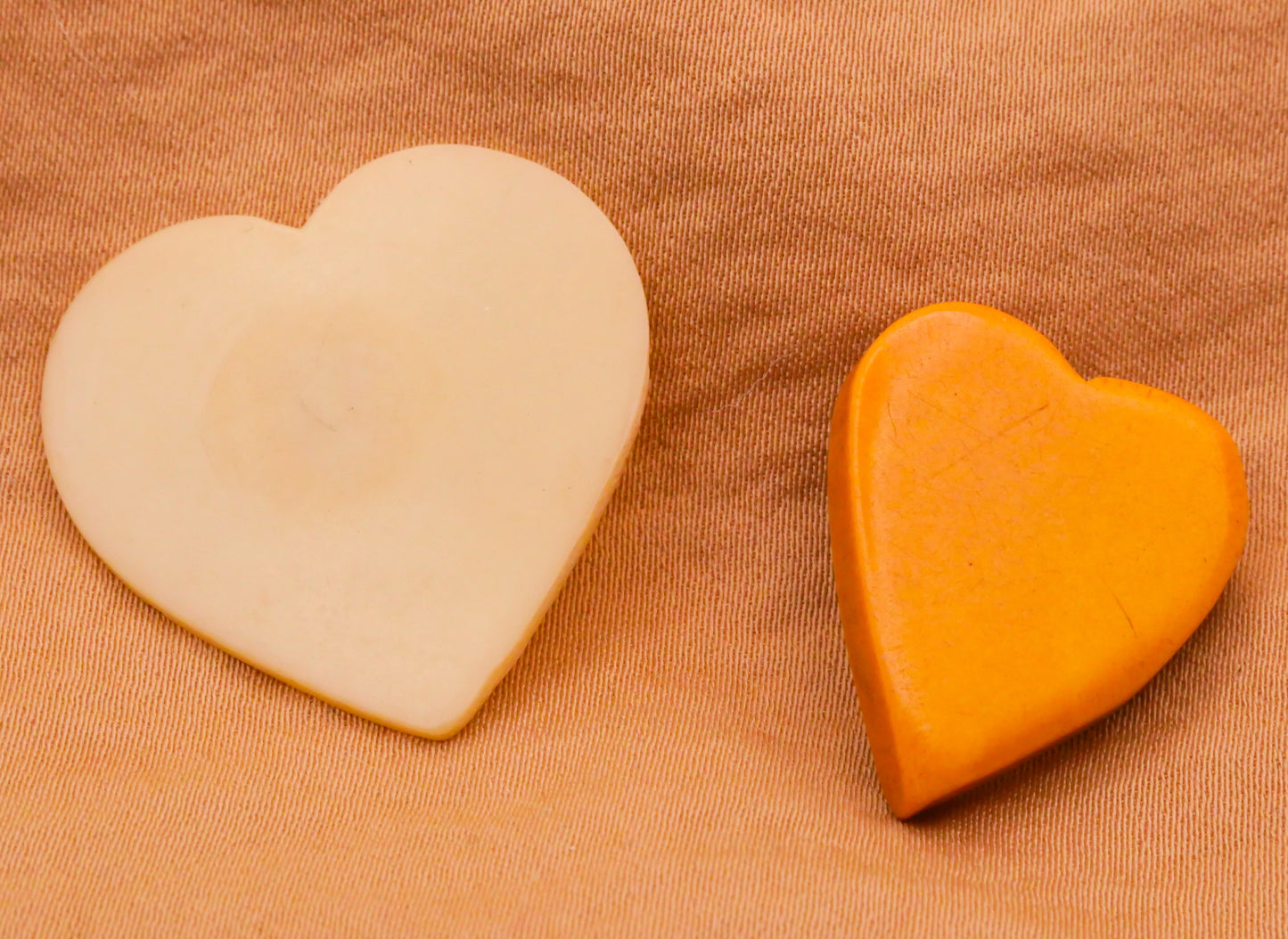 Heart Ivory Mustard Vintage Early Plastic Button Various 18-28mm