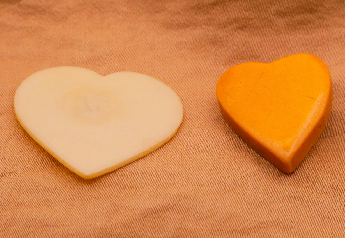 Heart Ivory Mustard Vintage Early Plastic Button Various 18-28mm