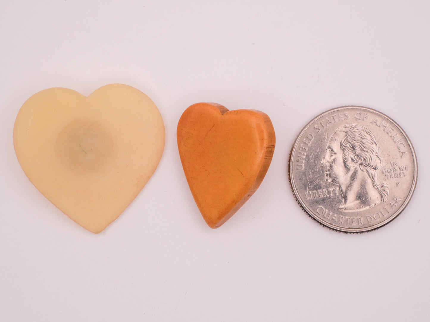Heart Ivory Mustard Vintage Early Plastic Button Various 18-28mm