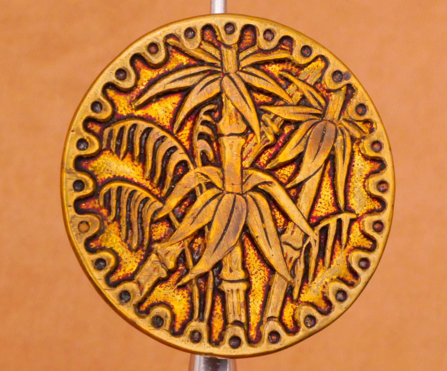 Botanical Flower Leaves Bamboo Poppy Brass Metal Button Various 19-24mm