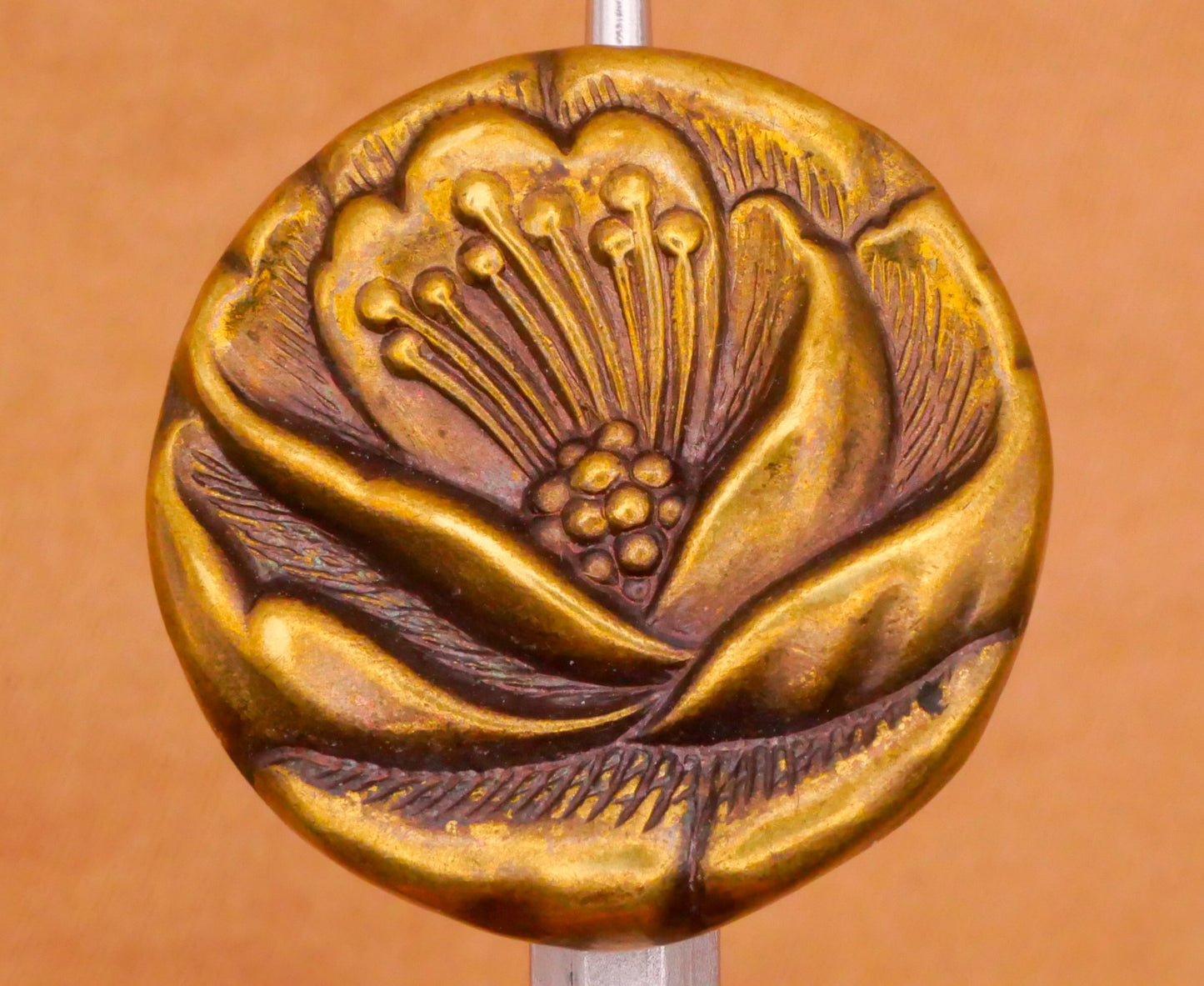 Botanical Flower Leaves Bamboo Poppy Brass Metal Button Various 19-24mm
