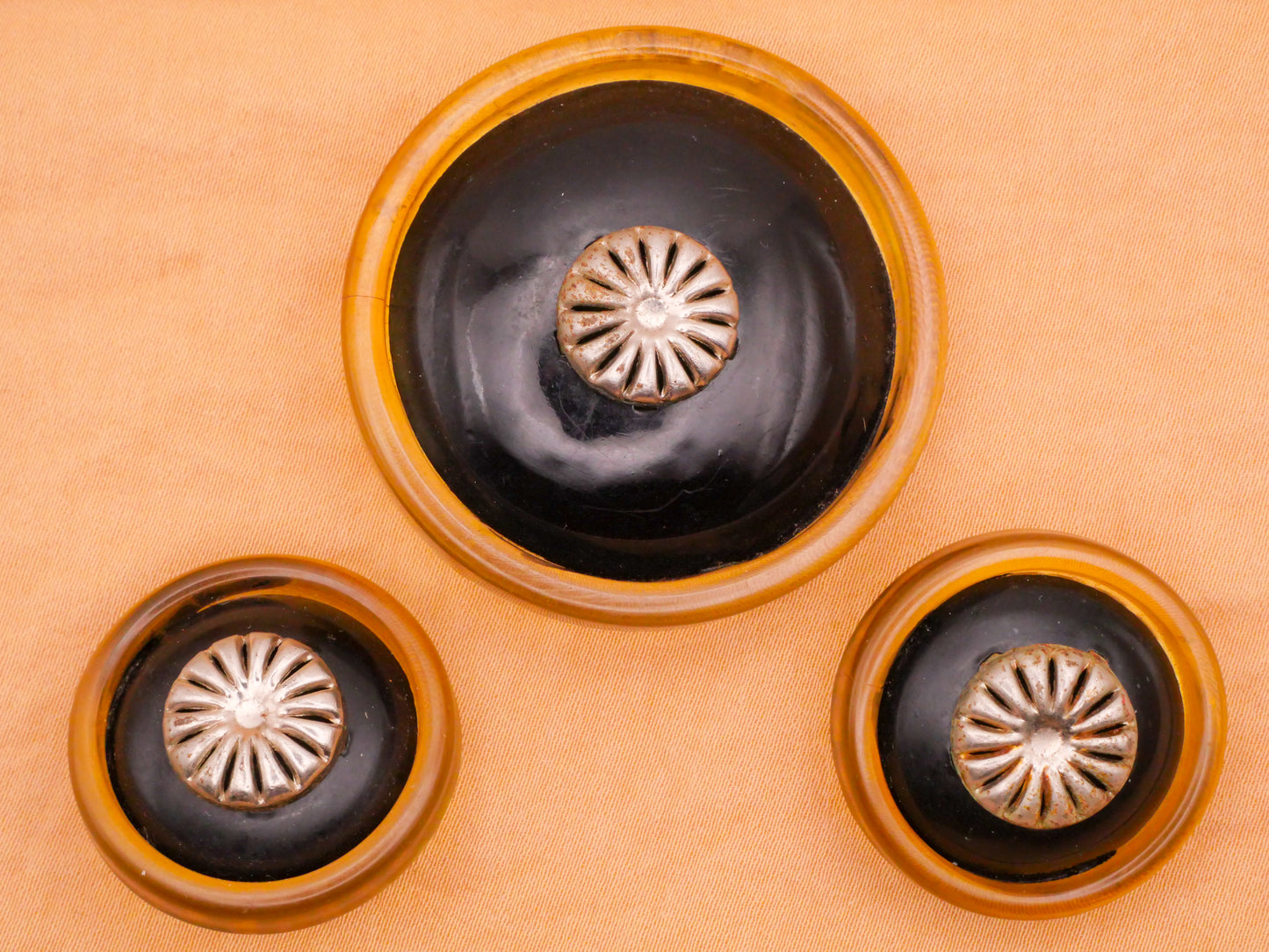 Bubble Transparent Black Metal Look Celluloid Early Plastic Button Various 27-42mm