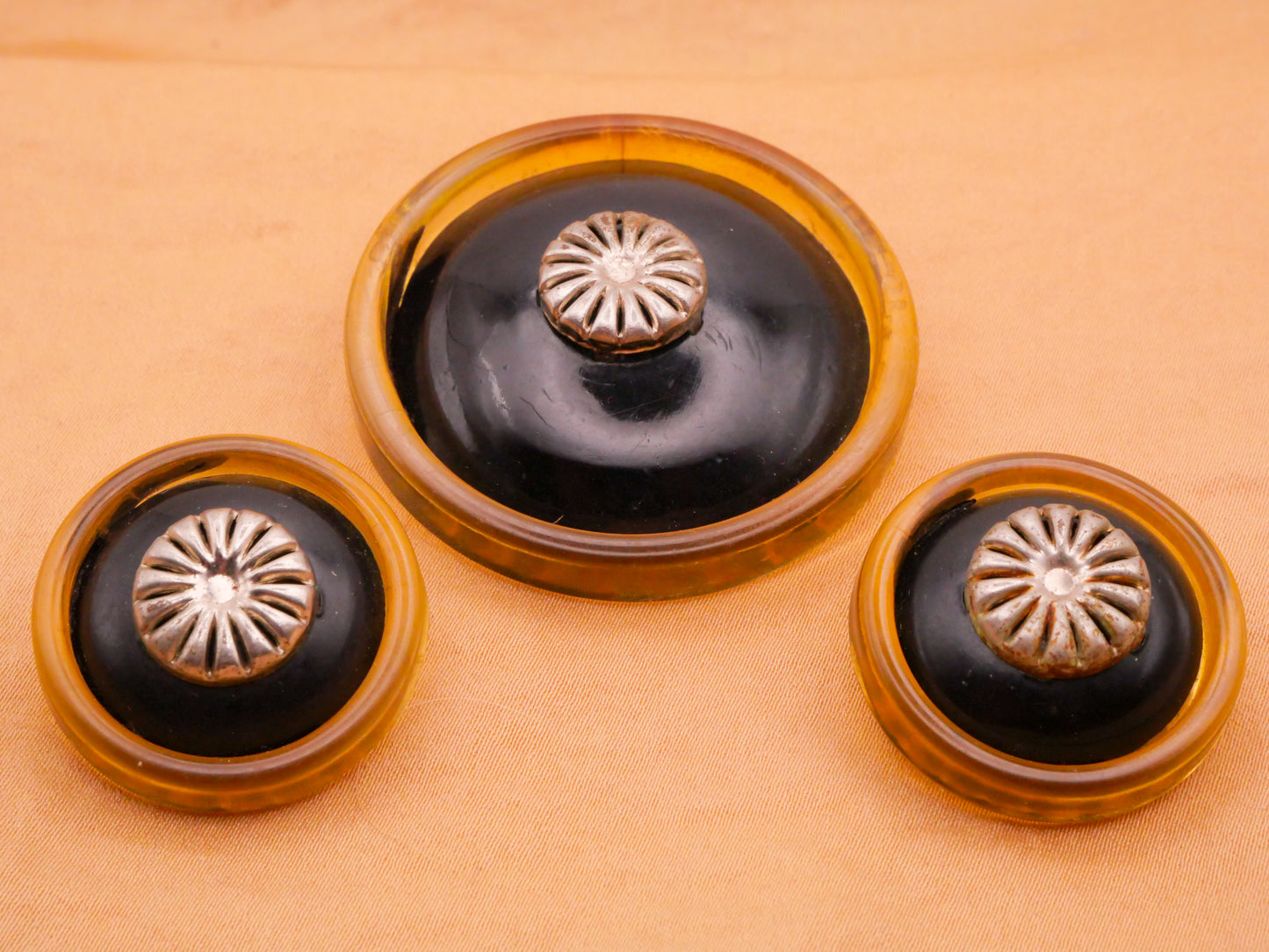 Bubble Transparent Black Metal Look Celluloid Early Plastic Button Various 27-42mm