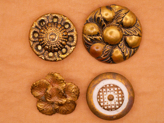 Vintage Antique Brass Metal Design Button Various 23-29mm