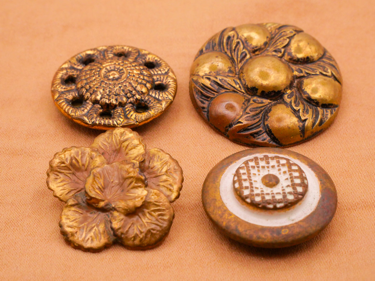 Vintage Antique Brass Metal Design Button Various 23-29mm