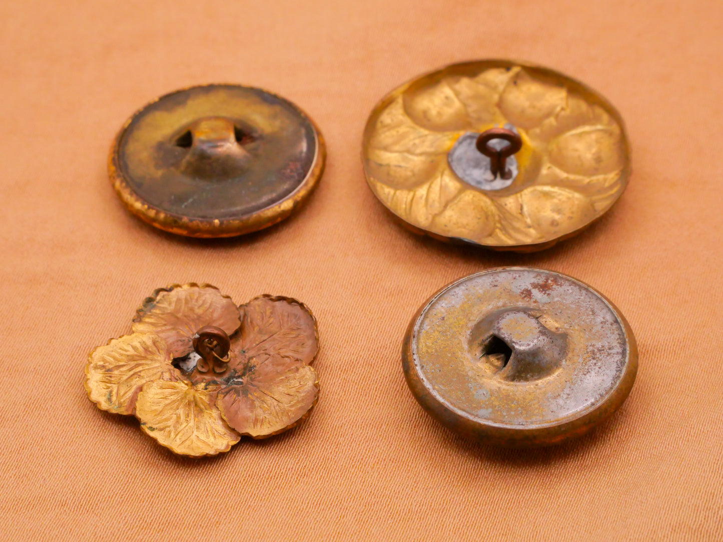 Vintage Antique Brass Metal Design Button Various 23-29mm