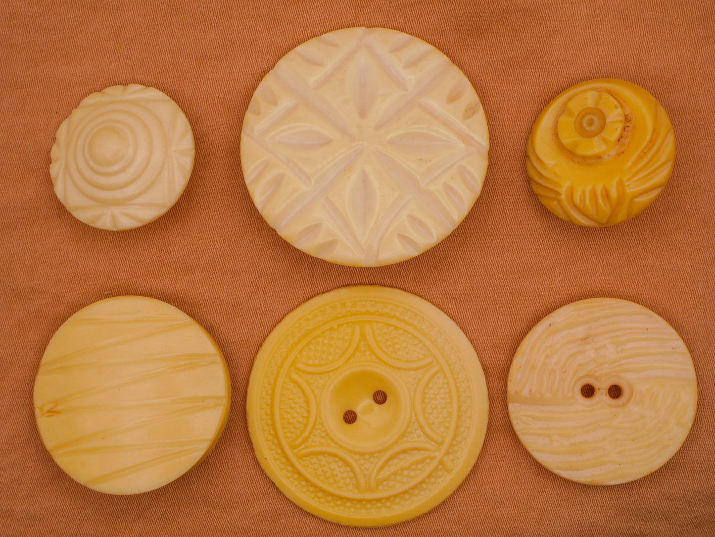 Ivory Carved Look Celluloid Early Plastic Button Various 21-35mm