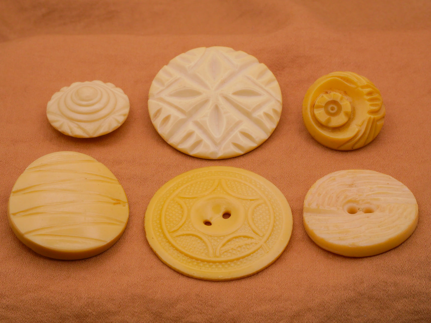 Ivory Carved Look Celluloid Early Plastic Button Various 21-35mm