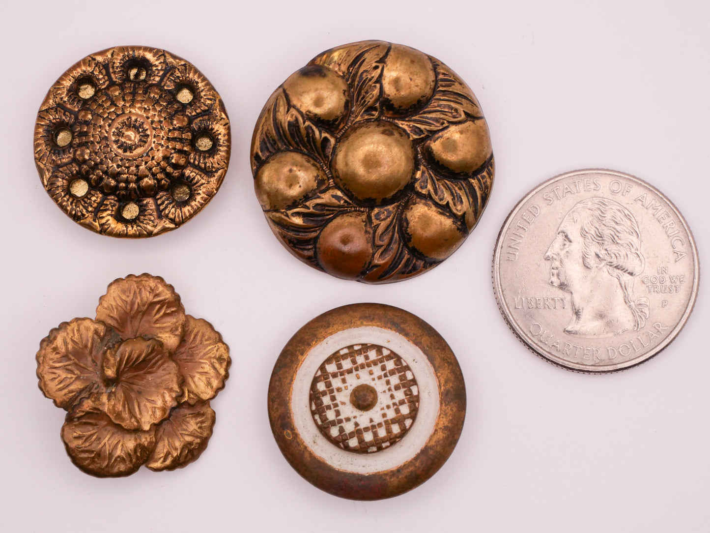 Vintage Antique Brass Metal Design Button Various 23-29mm