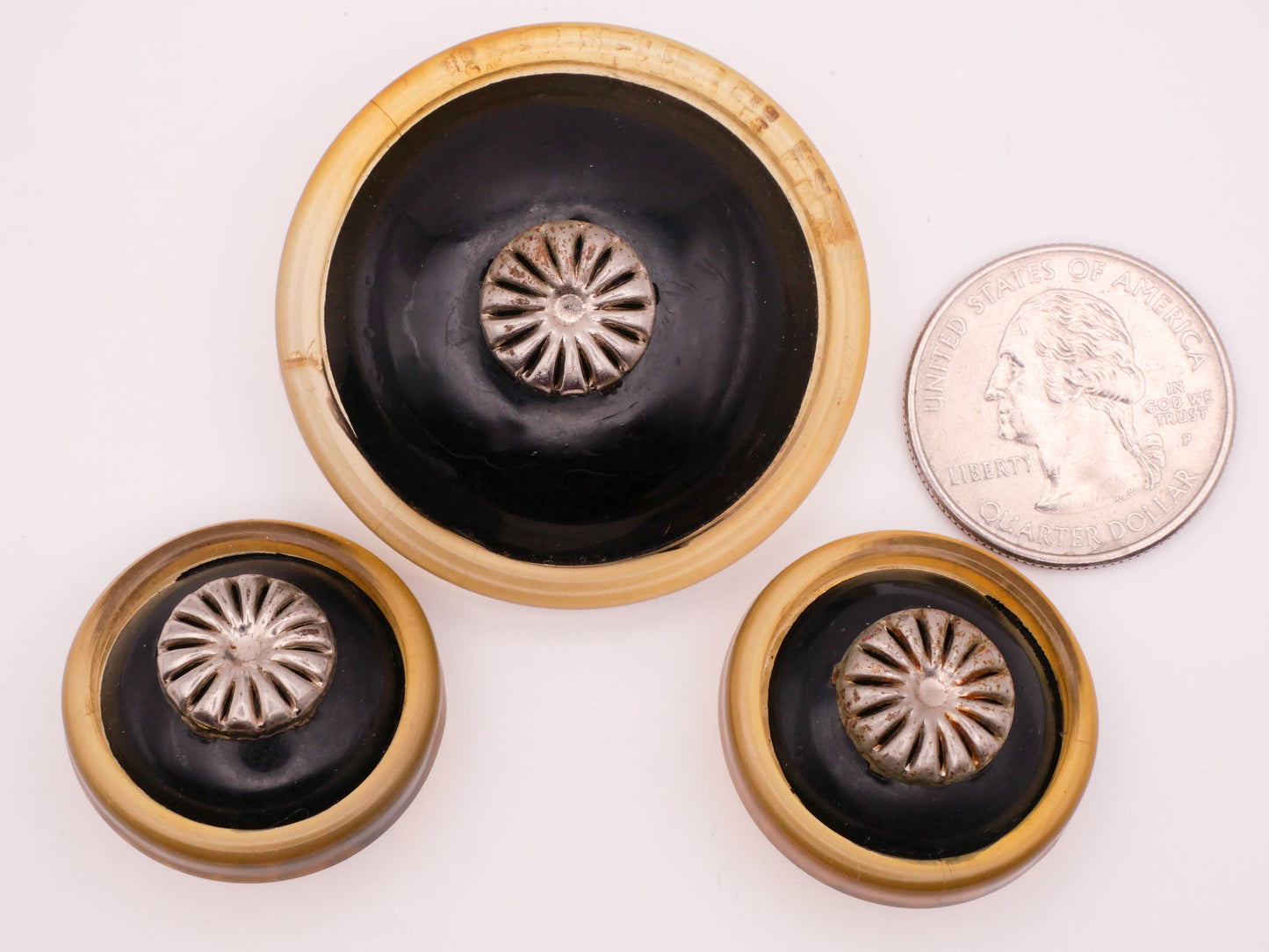 Bubble Transparent Black Metal Look Celluloid Early Plastic Button Various 27-42mm