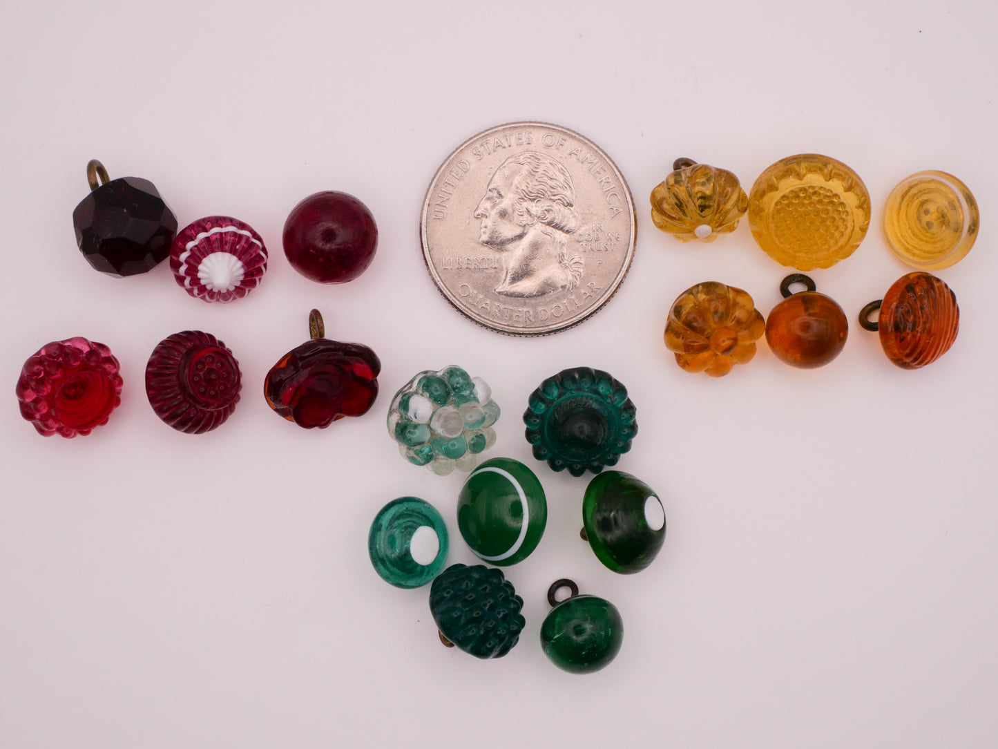 Swirl Back Glass Red Green Yellow Swirlback Button Various 9-13mm