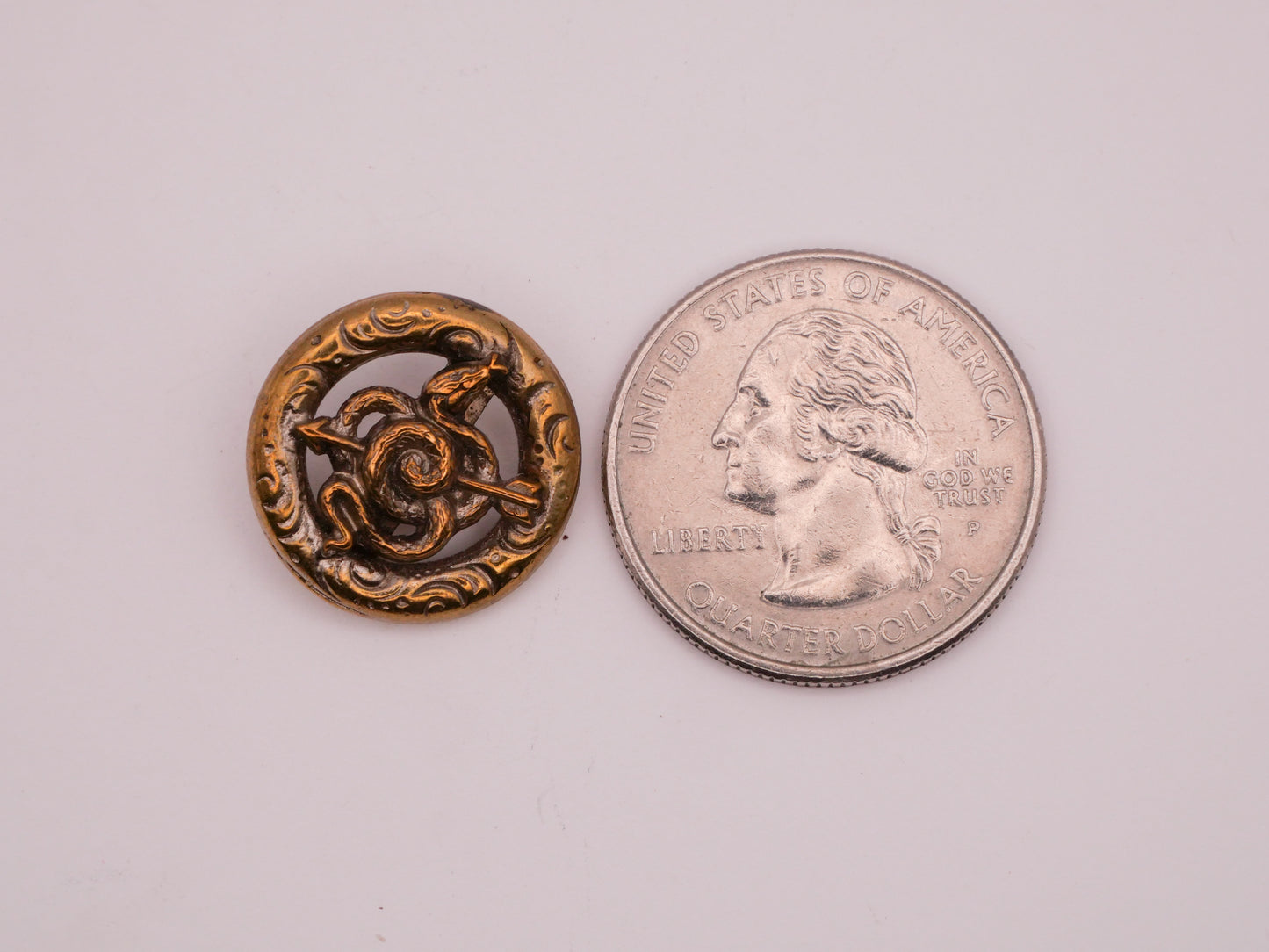 Snake Arrow Victorian Brass Metal Button 18mm