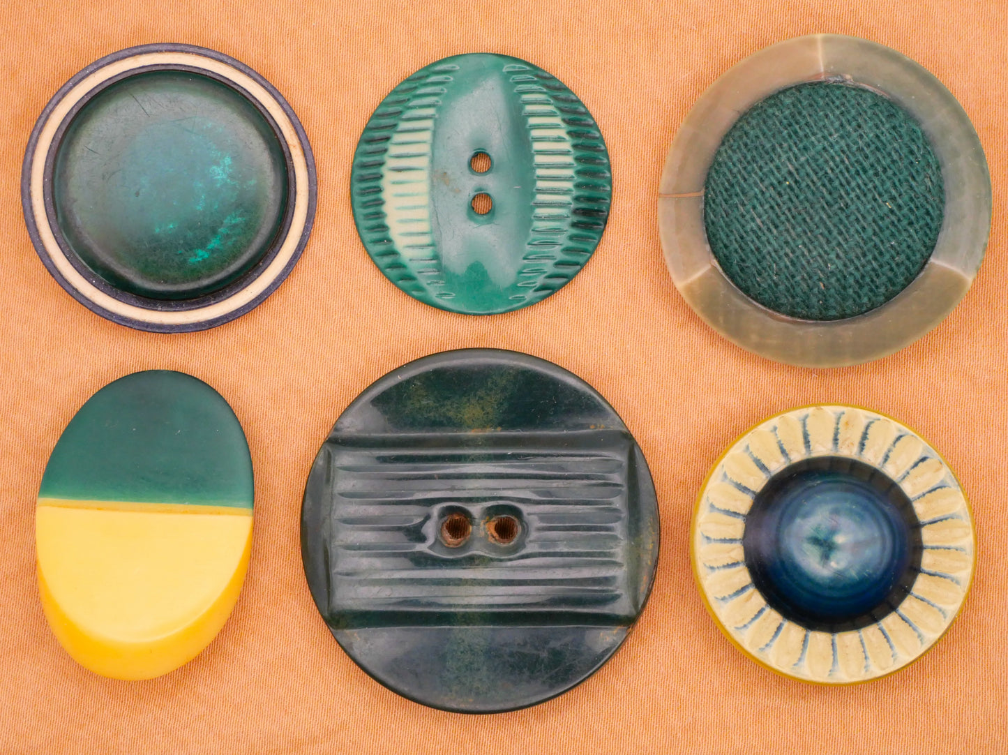 Teal Blue Green Celluloid Early Plastic Button Various 22-37mm