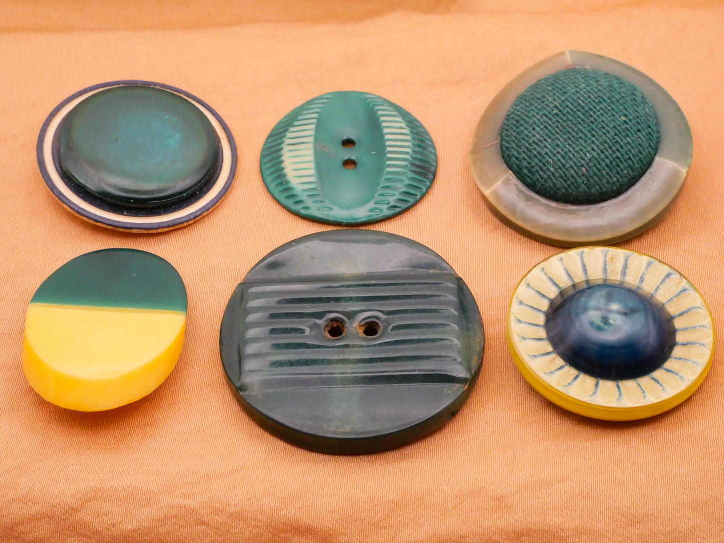 Teal Blue Green Celluloid Early Plastic Button Various 22-37mm