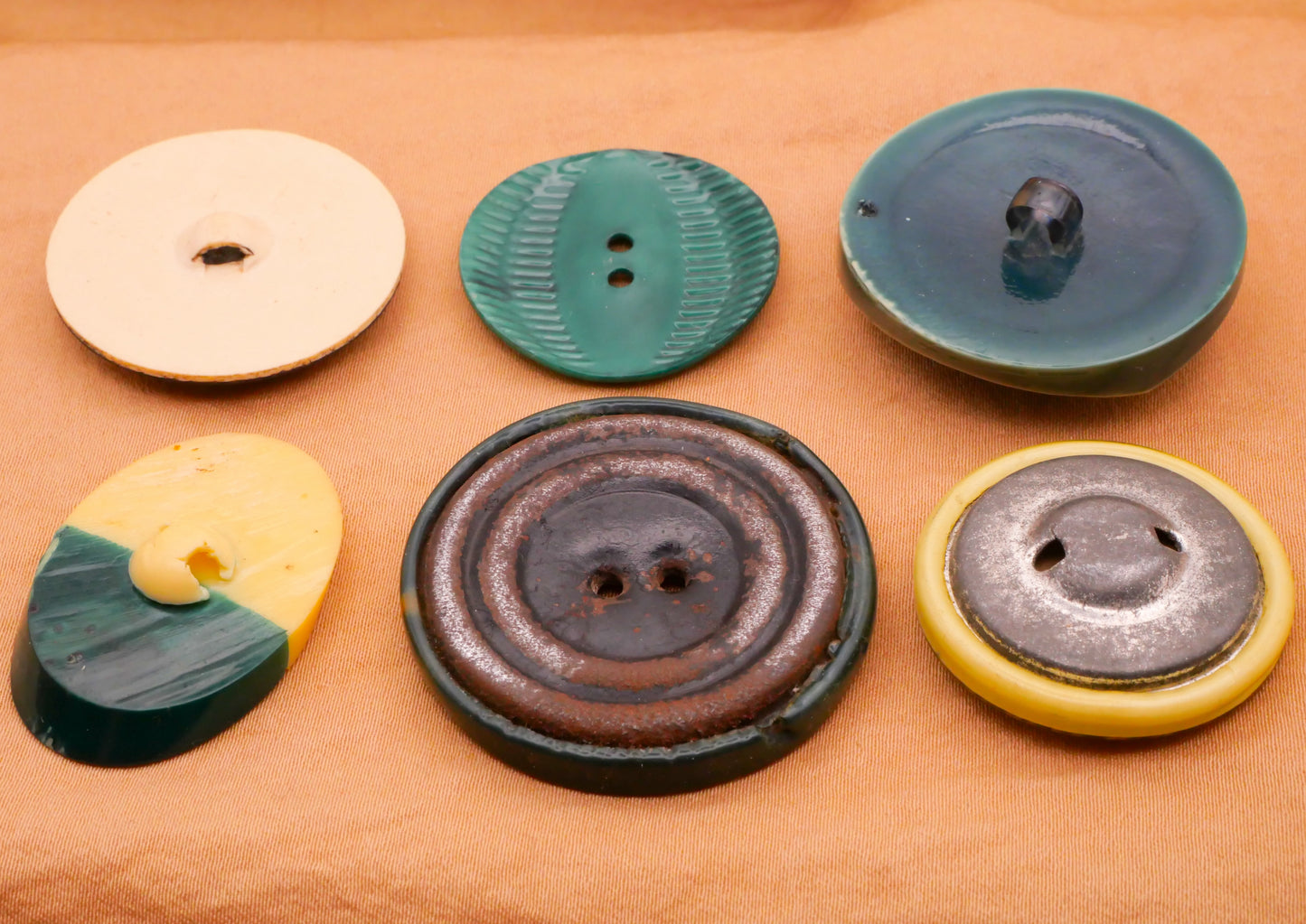 Teal Blue Green Celluloid Early Plastic Button Various 22-37mm