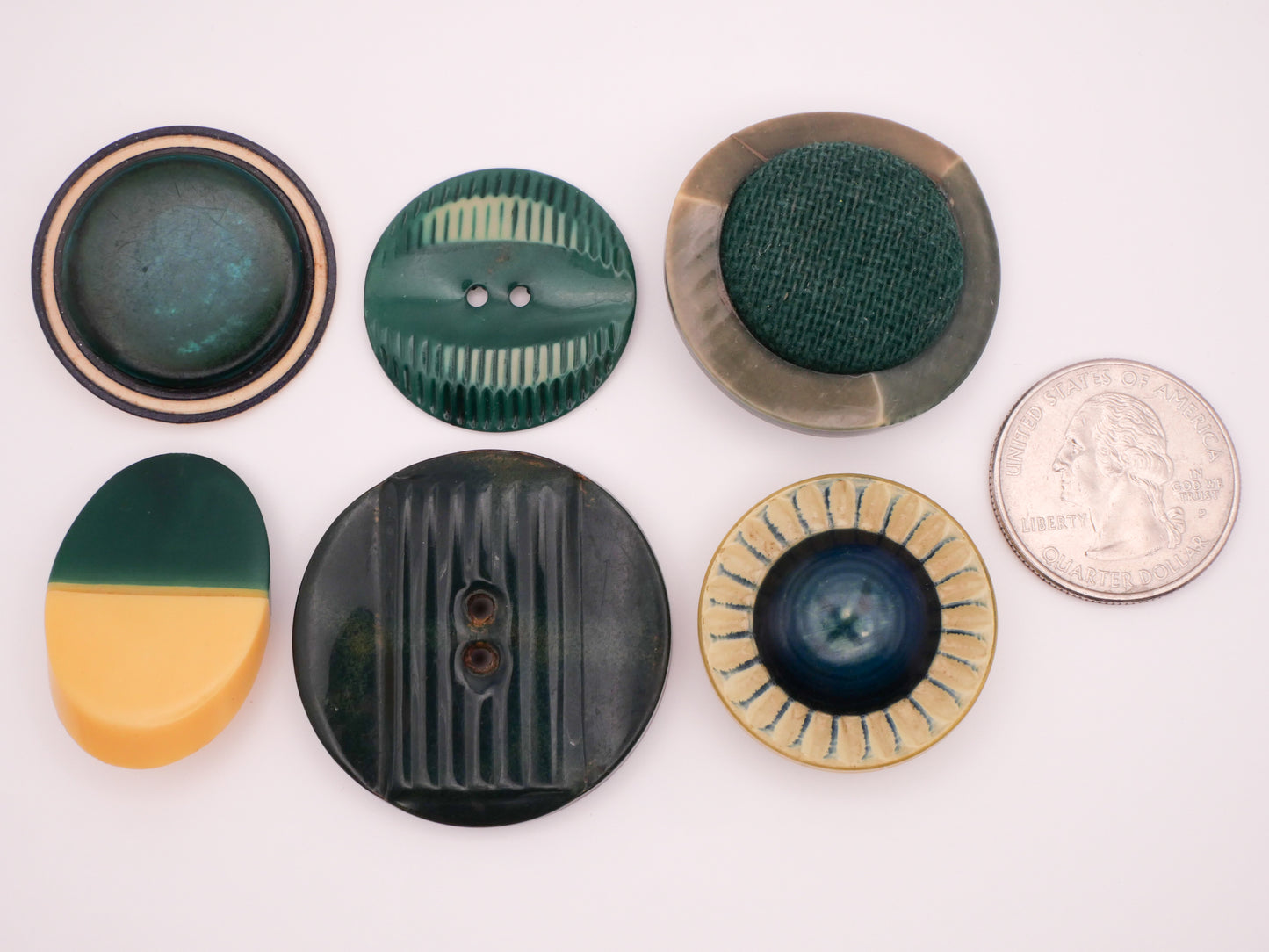 Teal Blue Green Celluloid Early Plastic Button Various 22-37mm