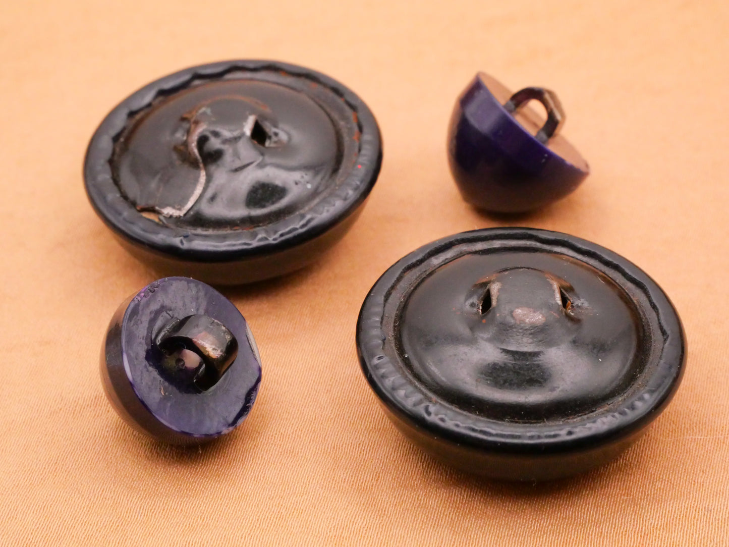 Navy Blue Celluloid Early Plastic Glow Bubble Button Various 15-30mm