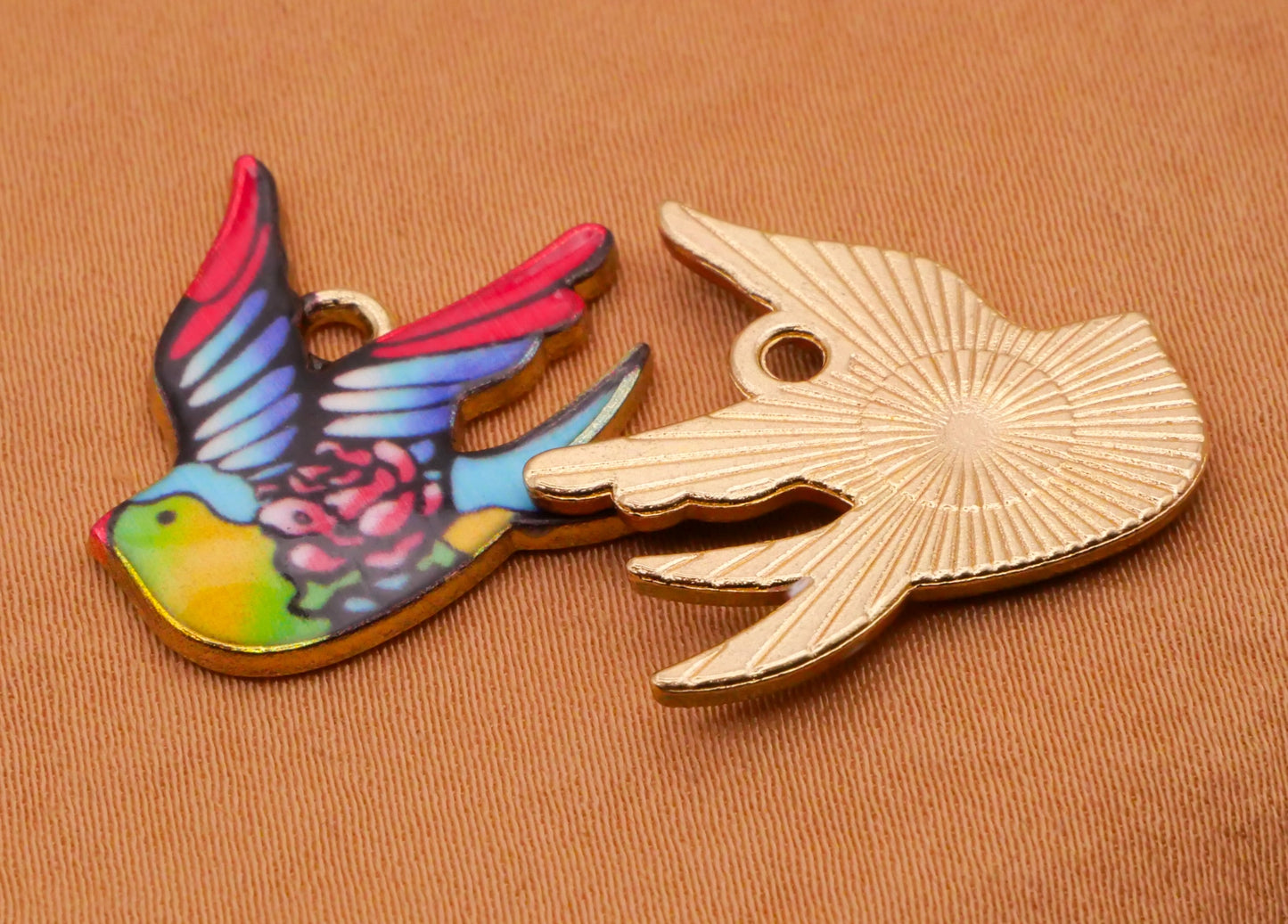Swallow Bird Tattoo Inspired Design Metal Set of Five Charms Embellishments 21x22mm