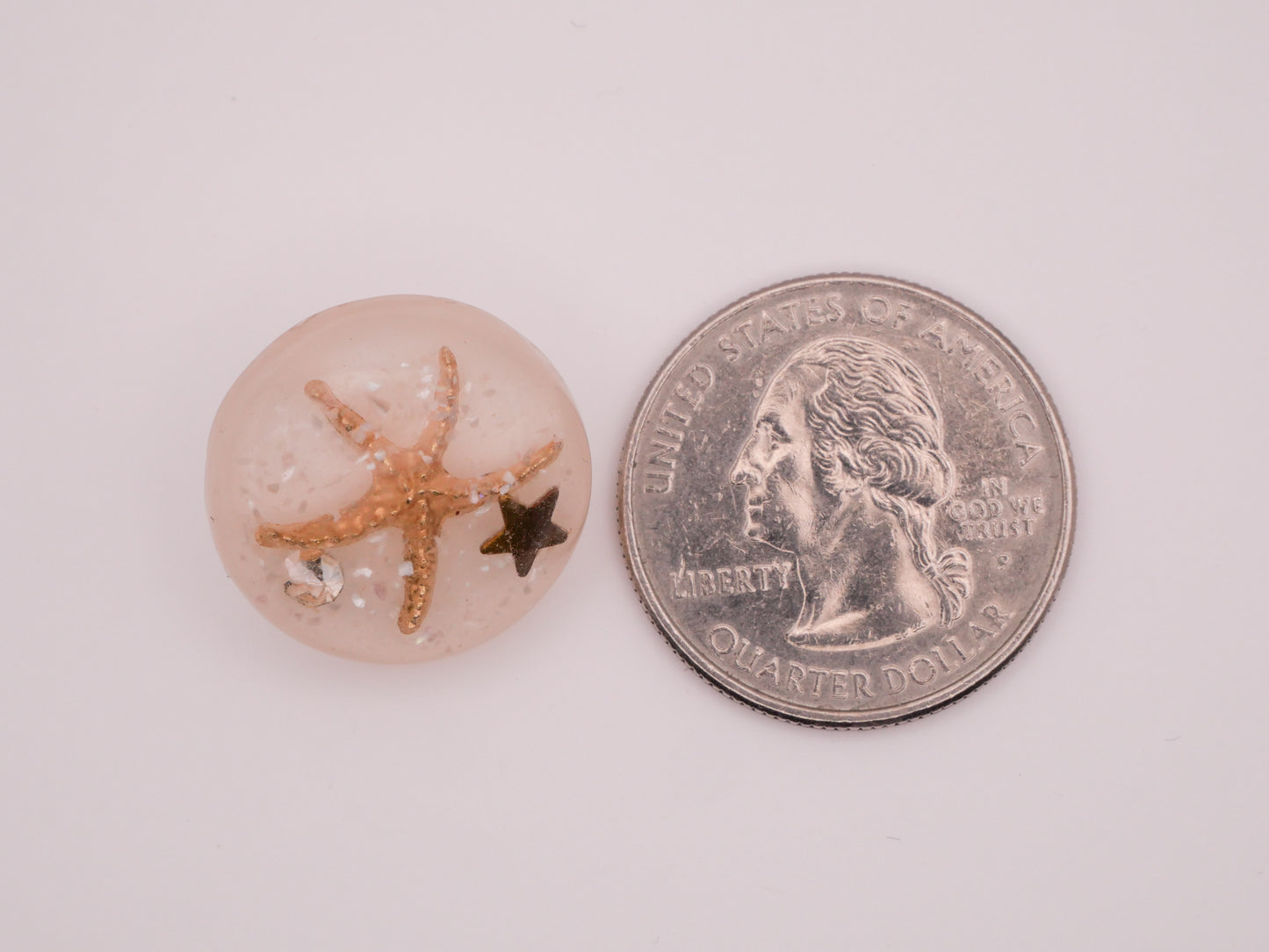Starfish Sea Star Rhinestone Glitter Habitat Junque Like Resin Plastic Button 20mm