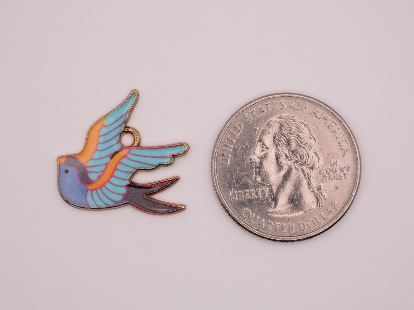 Swallow Bird Tattoo Inspired Design Metal Set of Five Charms Embellishments 21x22mm