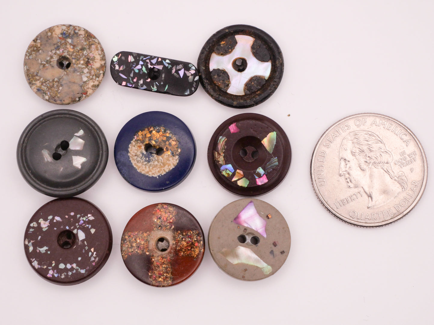 Composition Mother of Pearl Sand Shell Early Plastic Button Various 8-19mm