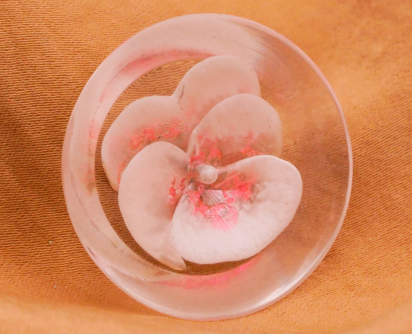 Pansy Flower Hand-Painted Intaglio Lucite Plastic Button 31mm