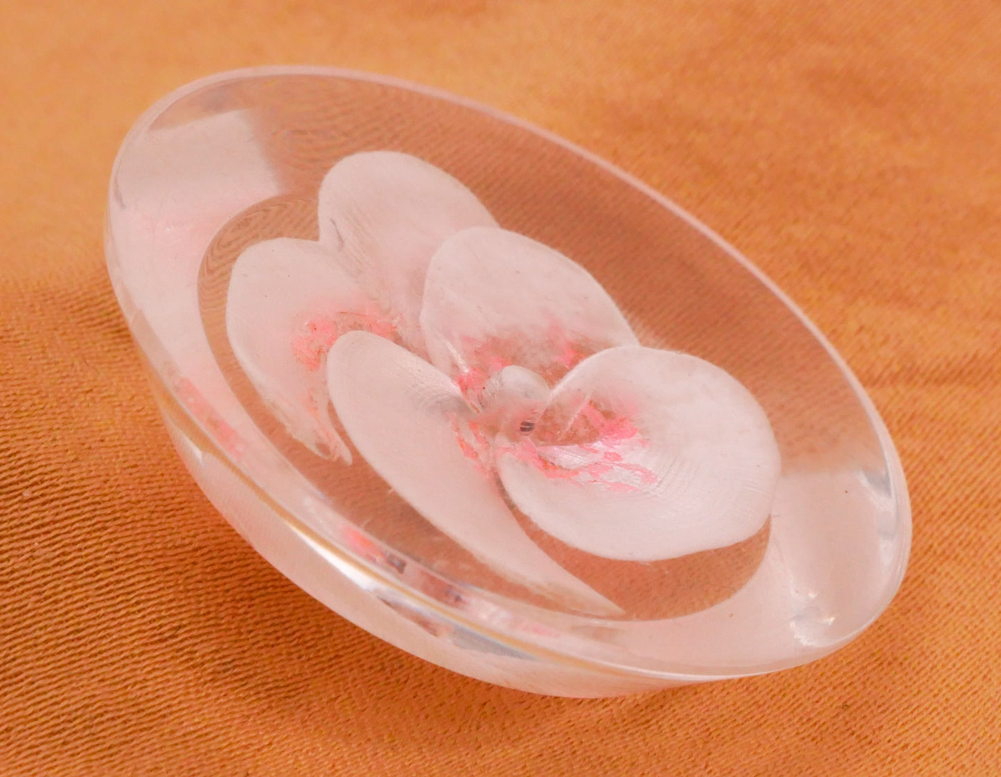 Pansy Flower Hand-Painted Intaglio Lucite Plastic Button 31mm