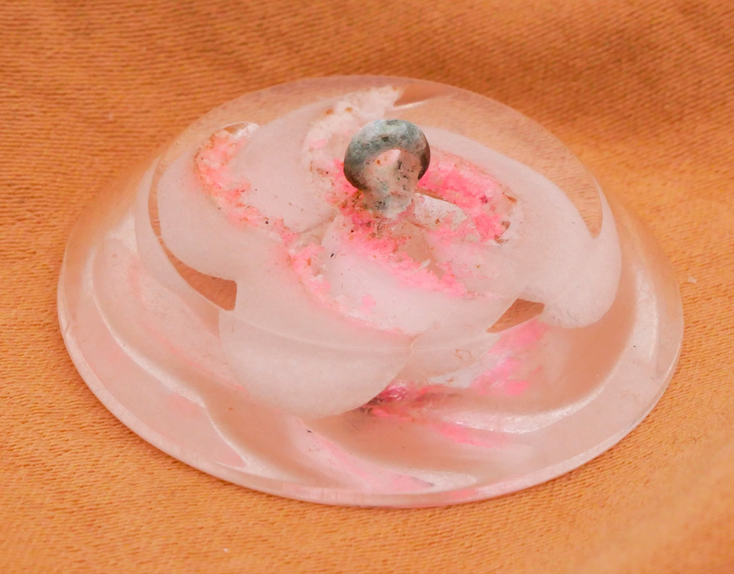 Pansy Flower Hand-Painted Intaglio Lucite Plastic Button 31mm