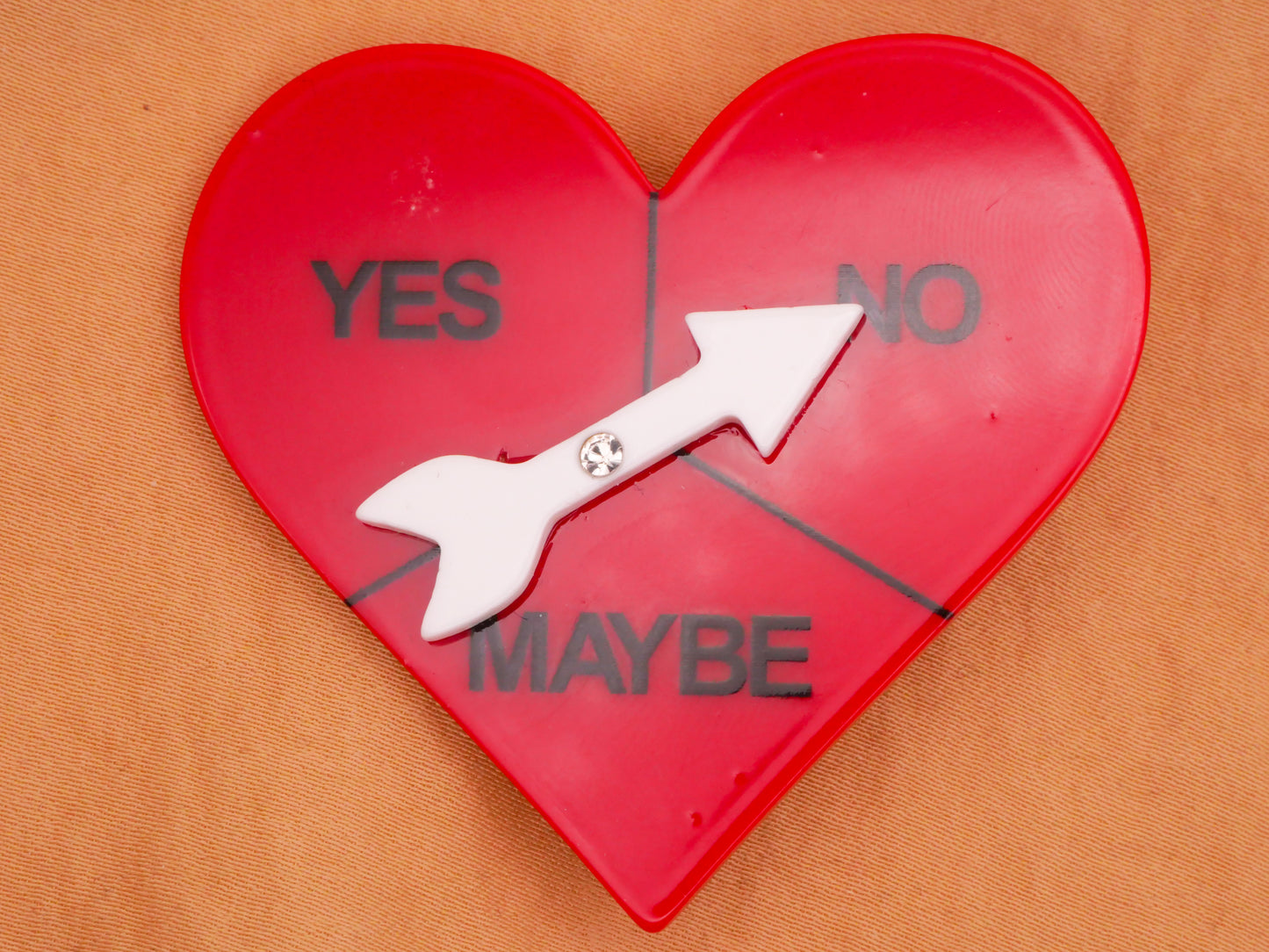 Heart Yes No Maybe Verbal Large Acrylic Plastic Button 51x55mm