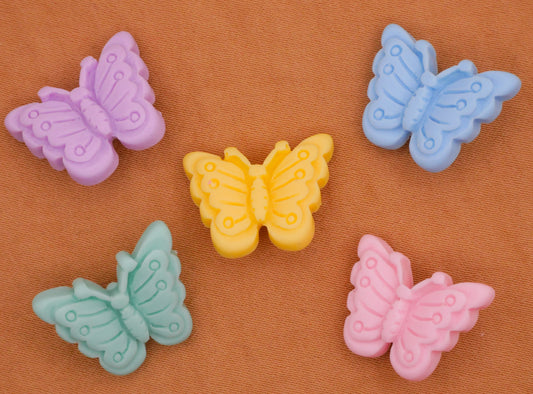 Butterfly Insect Pastel Colorful Plastic Set of Five Buttons 14x18mm