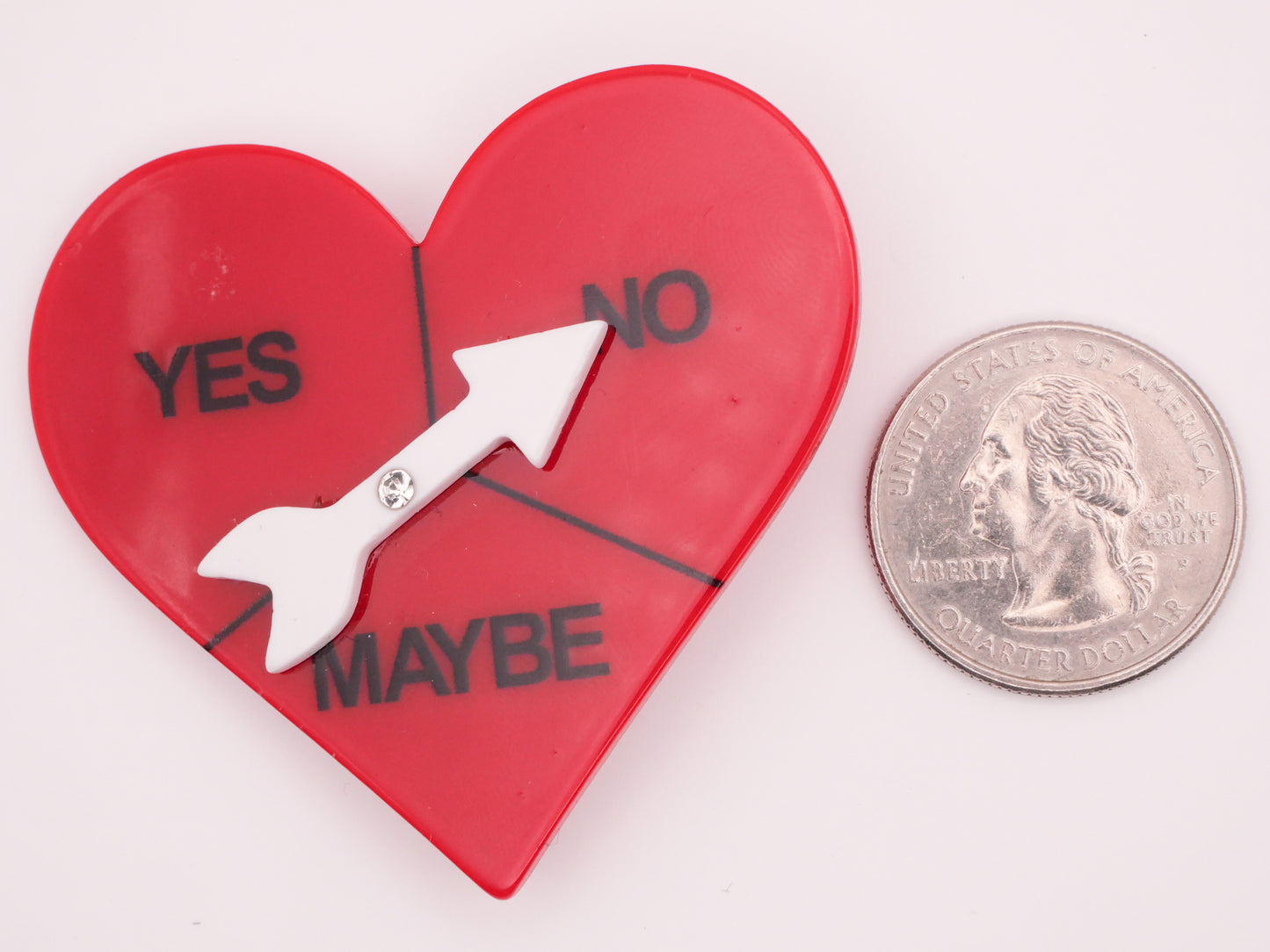 Heart Yes No Maybe Verbal Large Acrylic Plastic Button 51x55mm